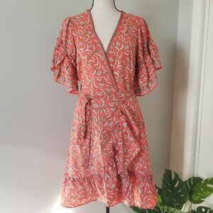 Max Studio salmon wrap dress S